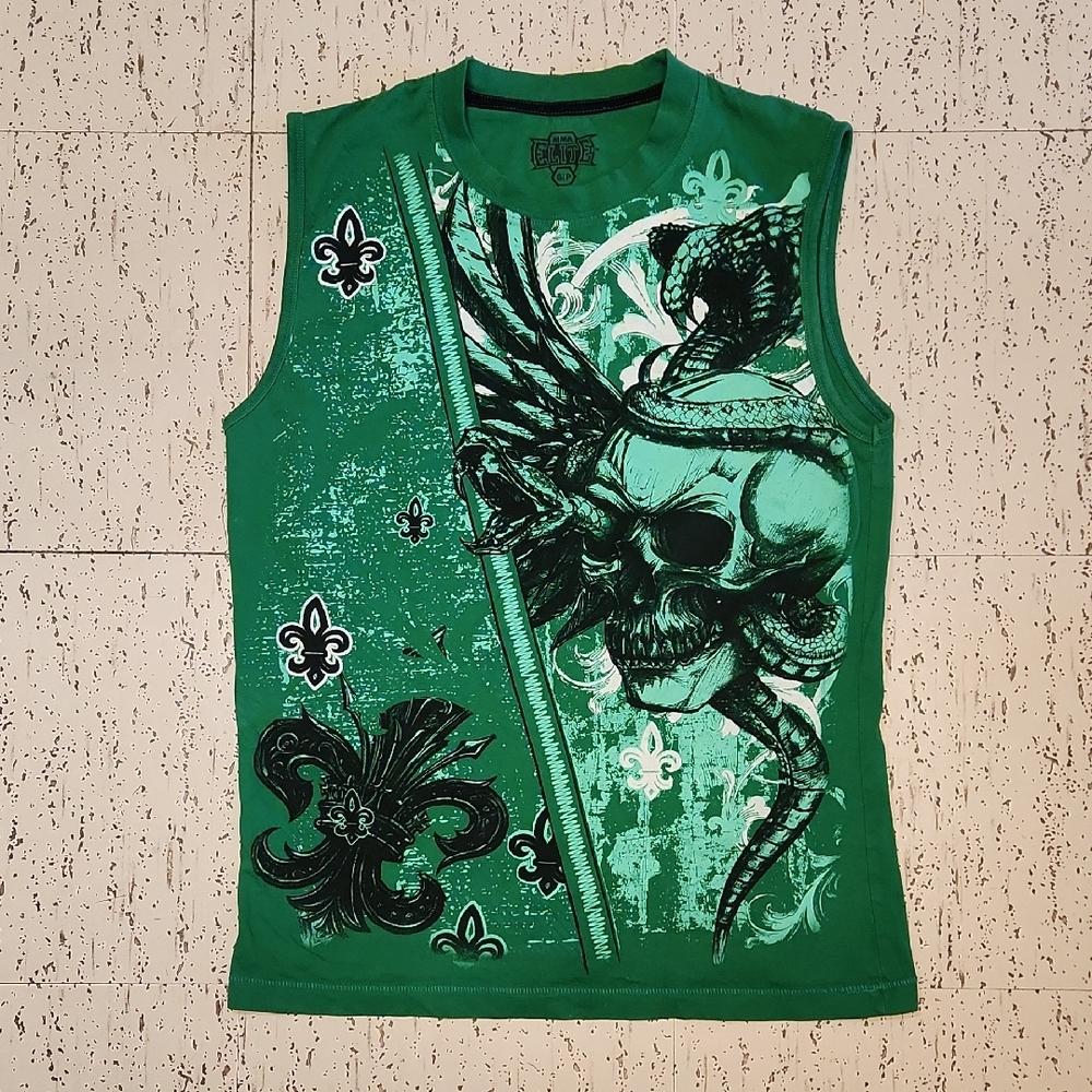 Mma Elite Affliction Style Full Graphic Skull Tank Top Muscle Shirt Vintage Y2K